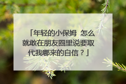 年轻的小保姆 怎么就敢在朋友圈里说要取代我哪来的自信？