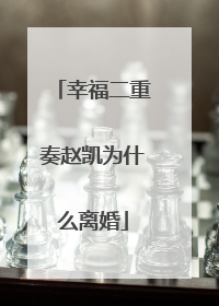 幸福二重奏赵凯为什么离婚