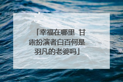 幸福在哪里 甘露扮演者白百何是羽凡的老婆吗