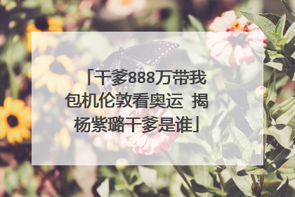 干爹888万带我包机伦敦看奥运 揭杨紫璐干爹是谁