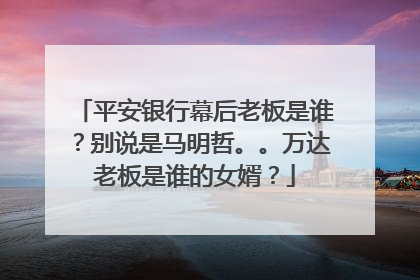 平安银行幕后老板是谁？别说是马明哲。。万达老板是谁的女婿？