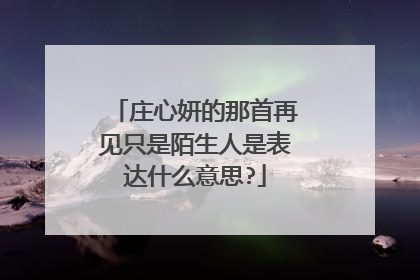 庄心妍的那首再见只是陌生人是表达什么意思?