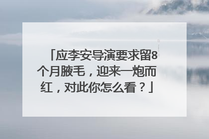 应李安导演要求留8个月腋毛,迎来一炮而红,对此你怎么看?