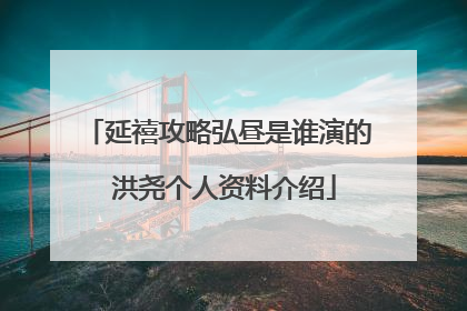 延禧攻略弘昼是谁演的 洪尧个人资料介绍