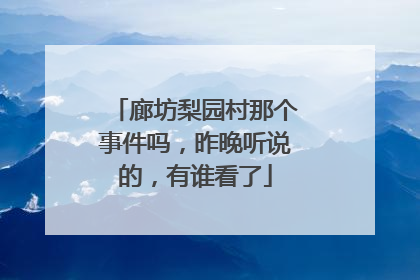 廊坊梨园村那个事件吗,昨晚听说的,有谁看了