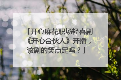 开心麻花职场轻喜剧《开心合伙人》开播，该剧的笑点足吗？