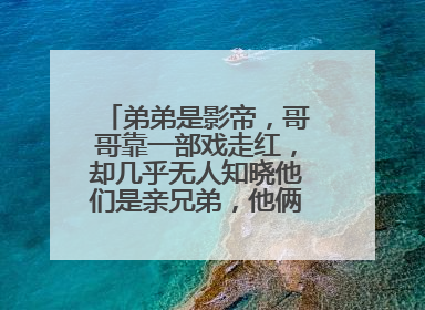 弟弟是影帝,哥哥靠一部戏走红,却几乎无人知晓他们是亲兄弟,他俩是谁?