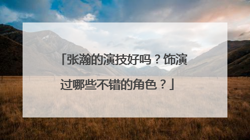 张瀚的演技好吗？饰演过哪些不错的角色？