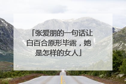 张爱朋的一句话让白百合原形毕露,她是怎样的女人