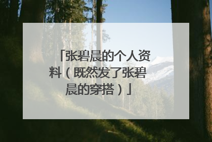 张碧晨的个人资料（既然发了张碧晨的穿搭）