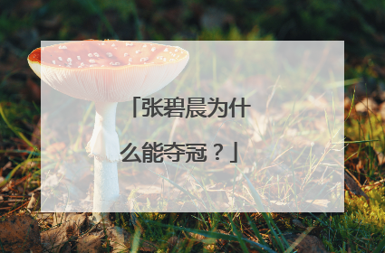 张碧晨为什么能夺冠？
