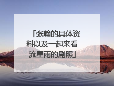 张翰的具体资料以及一起来看流星雨的剧照