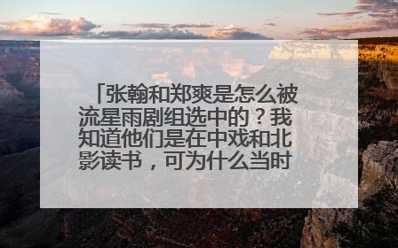 张翰和郑爽是怎么被流星雨剧组选中的?我知道他们是在中戏和北影读书,可为什么当时就选中他们?