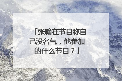 张翰在节目称自己没名气，他参加的什么节目？