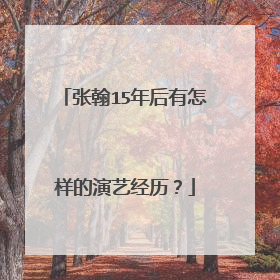张翰15年后有怎样的演艺经历？