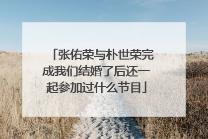 张佑荣与朴世荣完成我们结婚了后还一起参加过什么节目