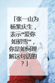 张一山为杨紫庆生，表示“爱你如初雪”，你是如何理解这句话的？