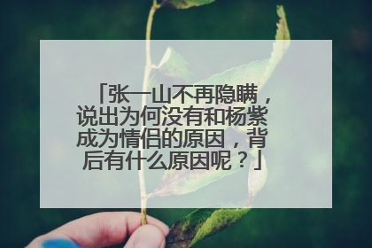 张一山不再隐瞒,说出为何没有和杨紫成为情侣的原因,背后有什么原因呢?