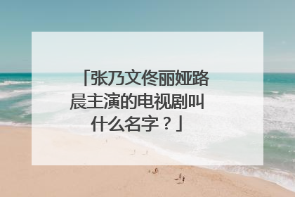 张乃文佟丽娅路晨主演的电视剧叫什么名字?