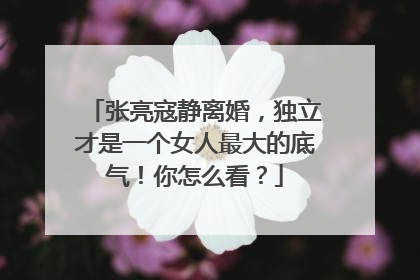 张亮寇静离婚，独立才是一个女人最大的底气！你怎么看？