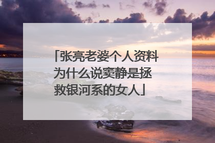 张亮老婆个人资料 为什么说窦静是拯救银河系的女人