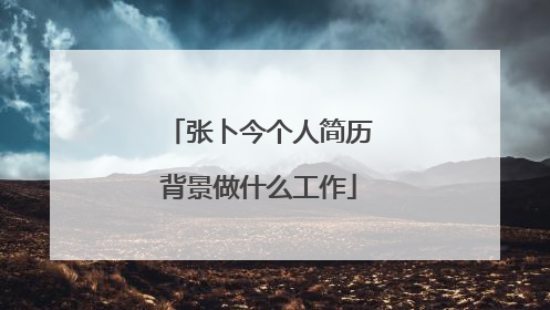 张卜今个人简历背景做什么工作