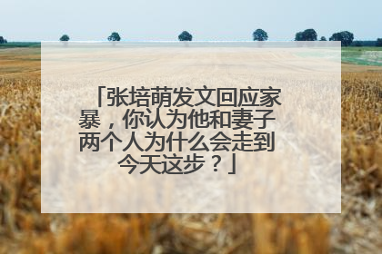 张培萌发文回应家暴，你认为他和妻子两个人为什么会走到今天这步？