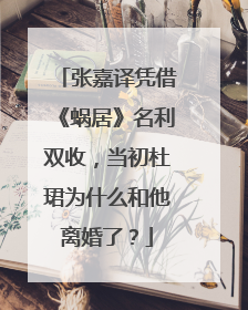 张嘉译凭借《蜗居》名利双收,当初杜珺为什么和他离婚了?
