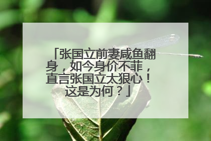 张国立前妻咸鱼翻身，如今身价不菲，直言张国立太狠心！这是为何？