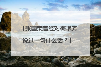 张国荣曾经对梅艳芳说过一句什么话?