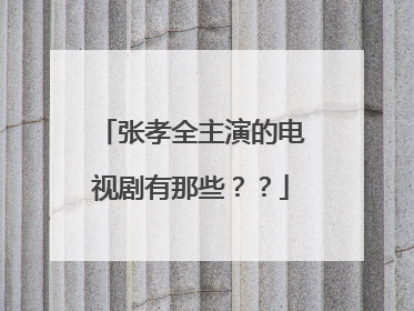 张孝全主演的电视剧有那些??