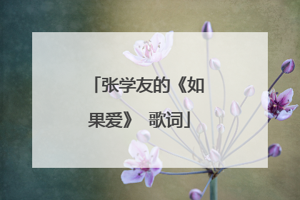 张学友的《如果爱》 歌词