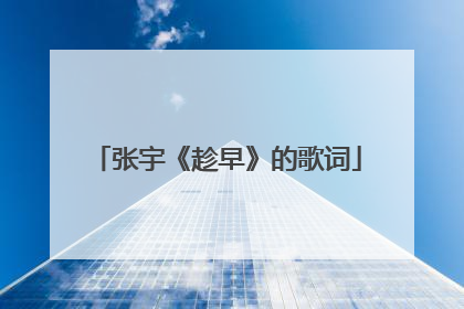 张宇《趁早》的歌词