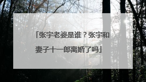 张宇老婆是谁?张宇和妻子十一郎离婚了吗