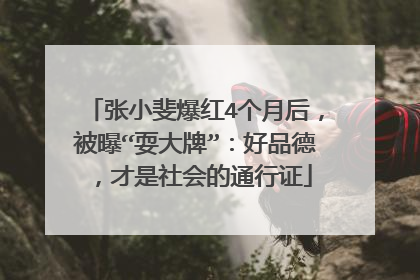 张小斐爆红4个月后,被曝“耍大牌”:好品德,才是社会的通行证