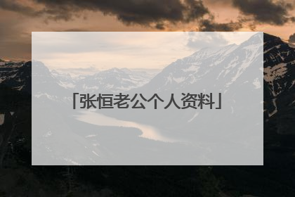 张恒老公个人资料