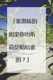 张惠妹的如果你也听说是唱给谁的?