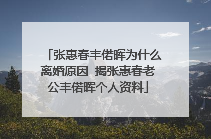 张惠春丰偌晖为什么离婚原因 揭张惠春老公丰偌晖个人资料