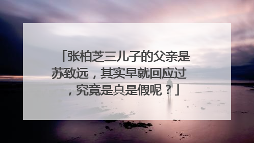 张柏芝三儿子的父亲是苏致远，其实早就回应过，究竟是真是假呢？
