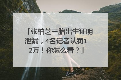 张柏芝三胎出生证明泄漏，4名记者认罚12万！你怎么看？