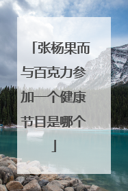 张杨果而与百克力参加一个健康节目是哪个
