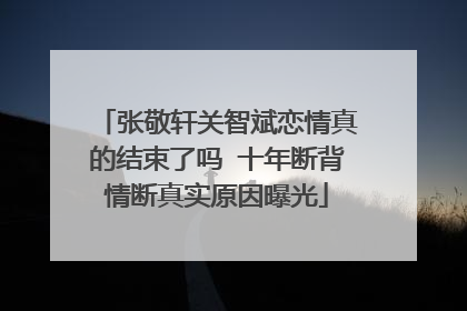 张敬轩关智斌恋情真的结束了吗 十年断背情断真实原因曝光