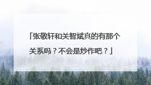 张敬轩和关智斌真的有那个关系吗？不会是炒作吧？