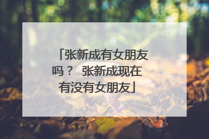 张新成有女朋友吗？ 张新成现在有没有女朋友