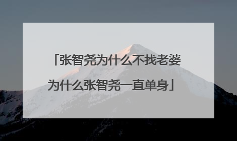 张智尧为什么不找老婆为什么张智尧一直单身
