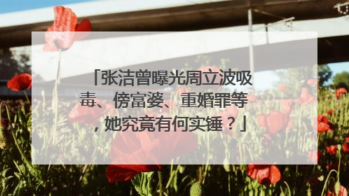 张洁曾曝光周立波吸毒、傍富婆、重婚罪等，她究竟有何实锤？