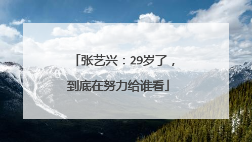 张艺兴：29岁了，到底在努力给谁看