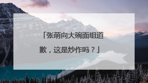 张萌向大碗面组道歉，这是炒作吗？
