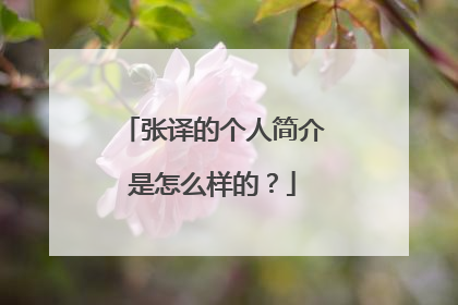 张译的个人简介是怎么样的？