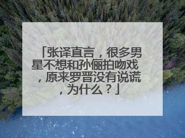 张译直言，很多男星不想和孙俪拍吻戏，原来罗晋没有说谎，为什么？